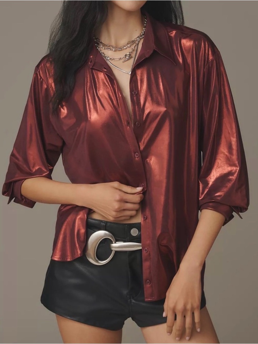 Anthropologie shine button down shirt